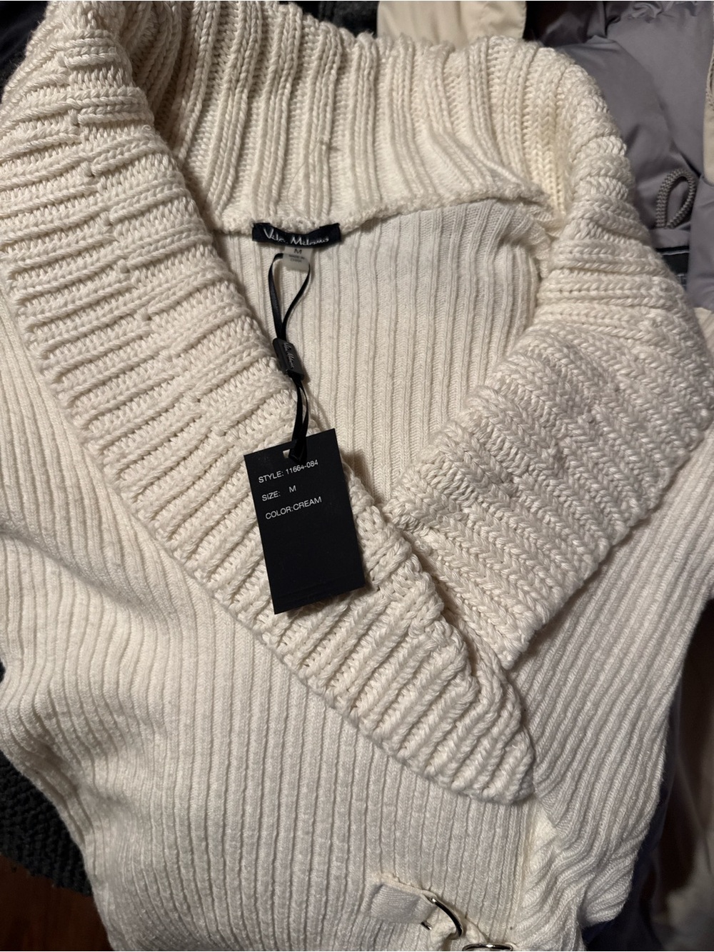 Ulla Johnson Cream Ribbed V-Neck Knit Sweater Size M - Picture 2 of 2